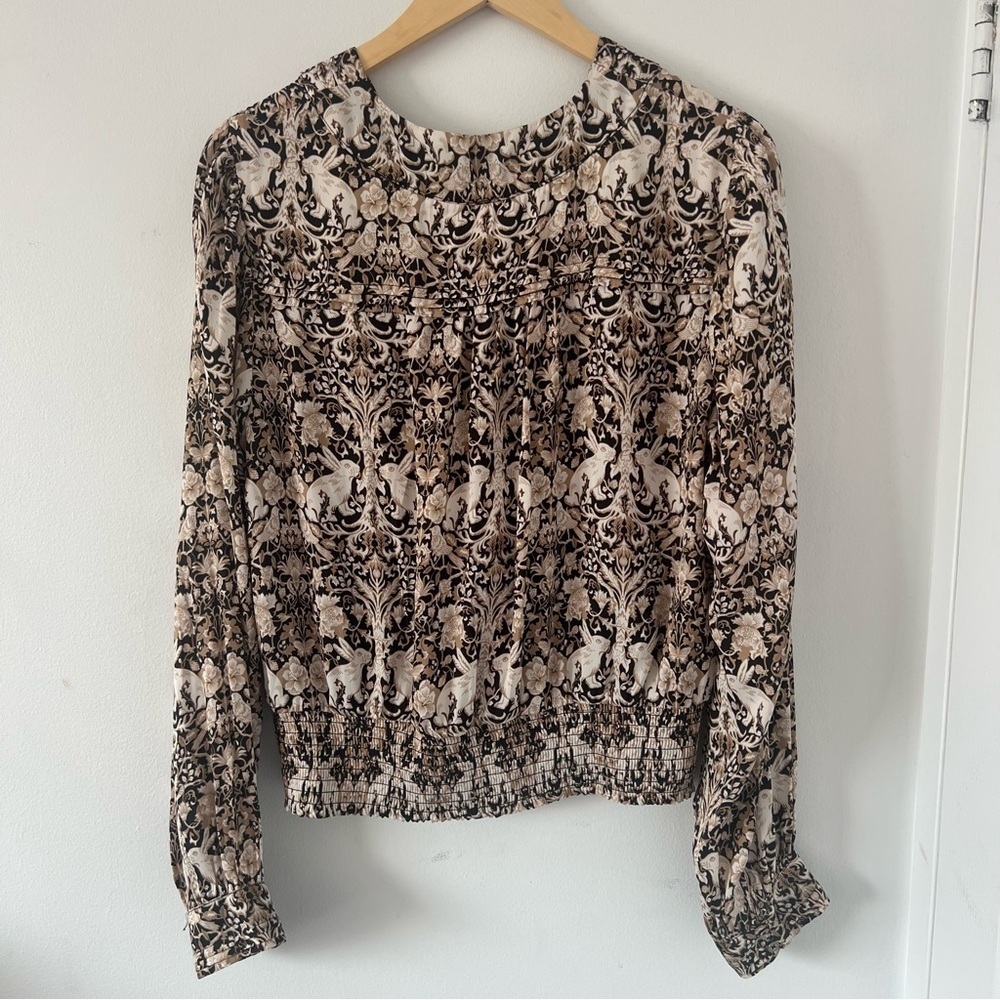 Anthropologie Boho Rabbit Floral Blouse – Smocked Waist M - Picture 5 of 14